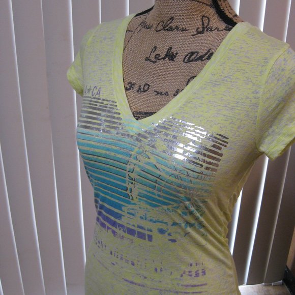 NWOT Express yellow graphic tee t shirt top XS extra small - Picture 2 of 6